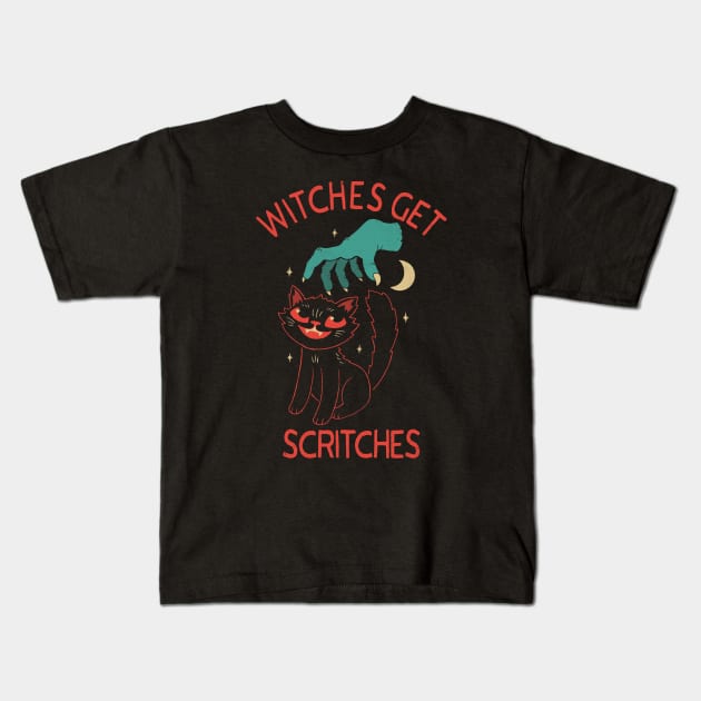 Witches Get Scritches Kids T-Shirt by DinoMike